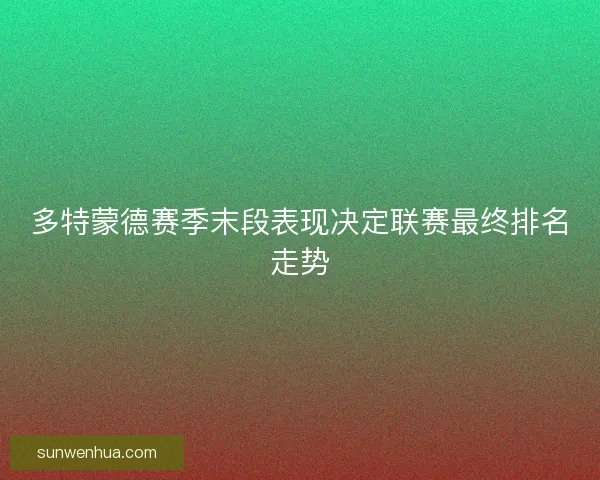 多特蒙德赛季末段表现决定联赛最终排名走势