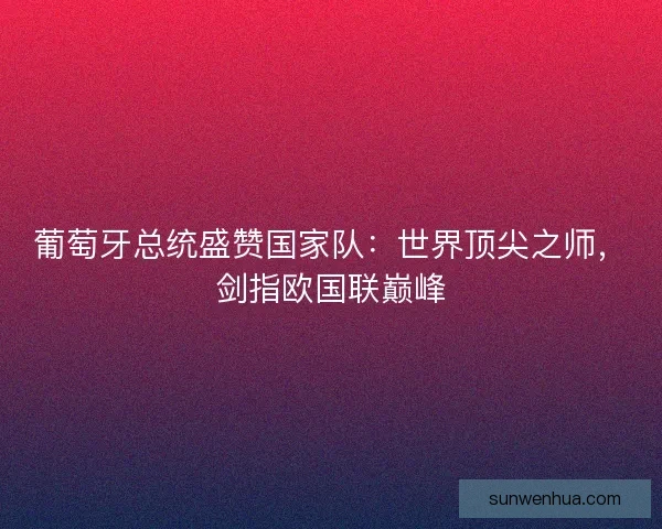 葡萄牙总统盛赞国家队：世界顶尖之师，剑指欧国联巅峰